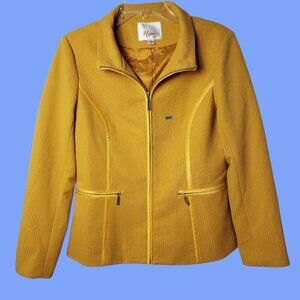 Uge Womens Textured Zip-Up Jacket With Pockets Yellow mustard Large